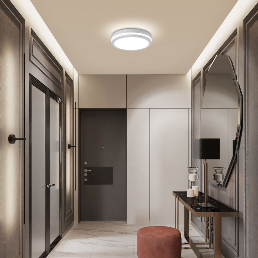 Brilagi - LED vonkajšie stropné svietidlo so senzorom BENE LED/24W/230V priemer 26 cm biela IP54