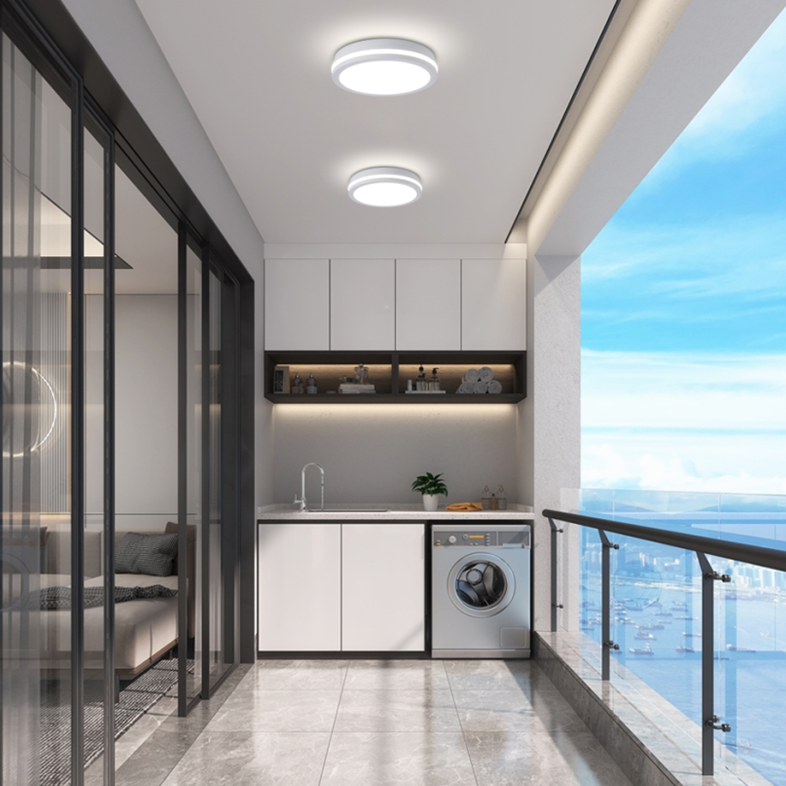 Brilagi - LED vonkajšie stropné svietidlo so senzorom BENE LED/24W/230V priemer 26 cm biela IP54