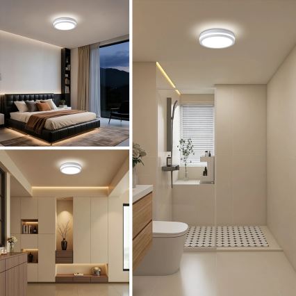 Brilagi - LED vonkajšie stropné svietidlo so senzorom BENE LED/24W/230V priemer 26 cm biela IP54