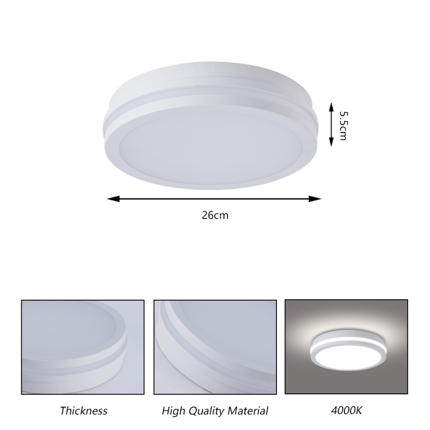 Brilagi - LED vonkajšie stropné svietidlo so senzorom BENE LED/24W/230V priemer 26 cm biela IP54