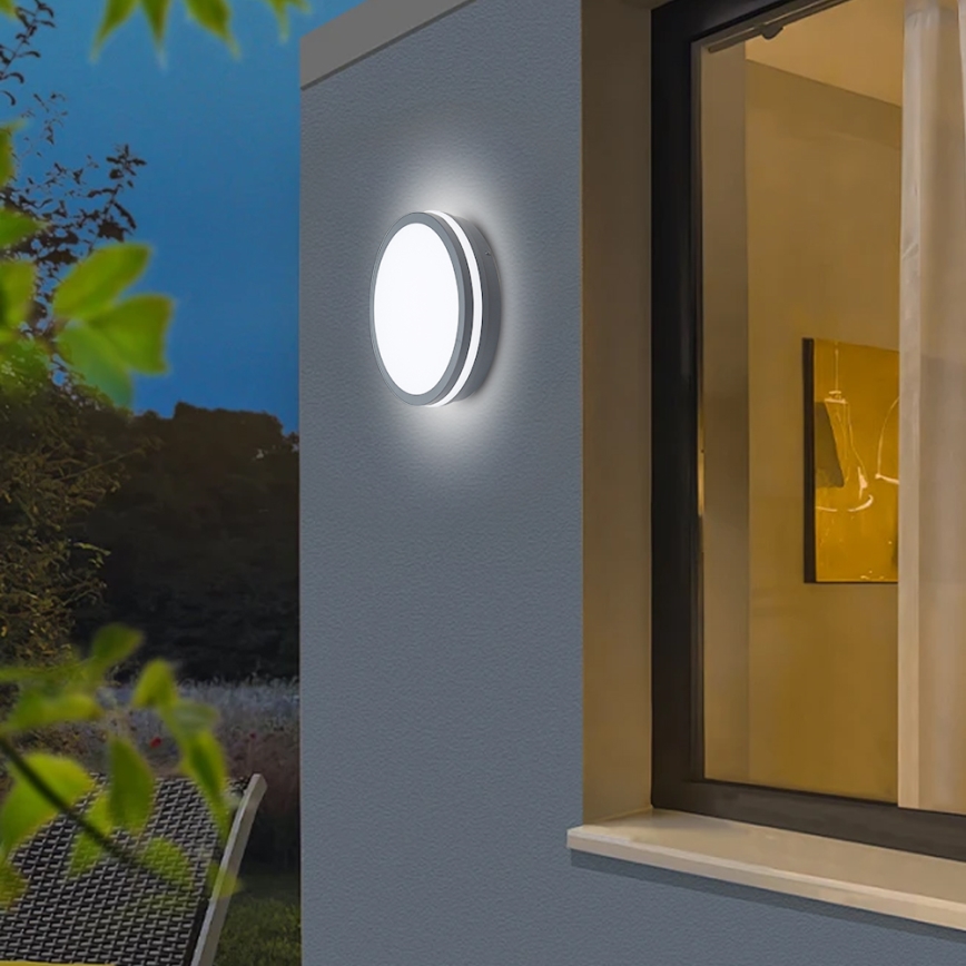 Brilagi - LED vonkajšie svietidlo so senzorom BENE LED/24W/230V, priemer 26 cm, antracit, IP54