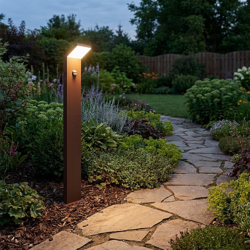 BRILAGI - LED vonkajšie svietidlo so senzorom RIANO LED/8W/230V hnedé IP65 80 cm