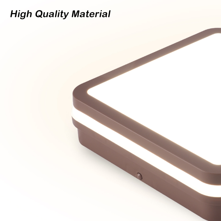 Brilagi - LED vonkajšie stropné svietidlo s pohybovým senzorom BENE LED/24W/230V 26x26 cm hnedé IP54