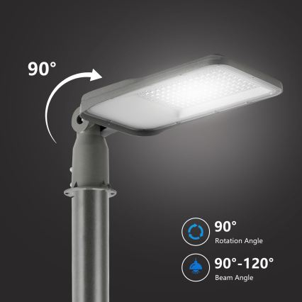 Brilagi - LED vonkajšia pouličná lampa so stĺpom a kĺbom 3 m URBANLIGHT LED/100W/230V sivá IP65