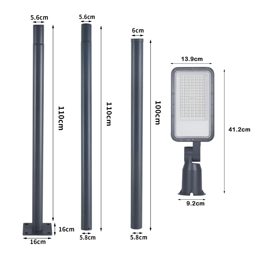 Brilagi - LED vonkajšie uličné svietidlo so stĺpom a kĺbom 3 m URBANLIGHT LED/50W/230V antracit IP65