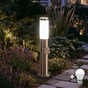 BRILAGI - LED vonkajšie svietidlo so zásuvkou ELIA 1xE27/7W/230V 4000K IP44 50 cm matný chróm