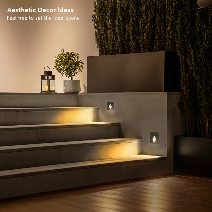 Brilagi - LED vonkajšie zapustené svietidlo STAIRDOT LED/2W/230V čierne IP65 hranaté