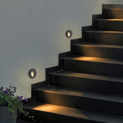 Brilagi - LED vonkajšie zapustené svietidlo STAIRDOT LED/2W/230V čierne IP65 okrúhle