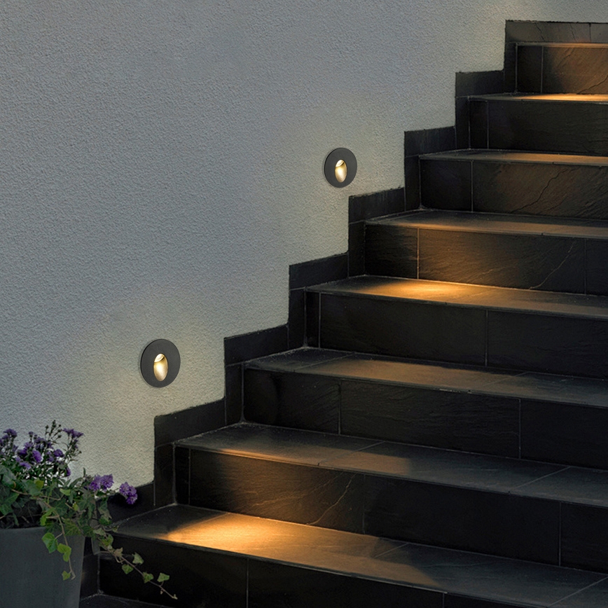 Brilagi - LED vonkajšie zapustené svietidlo STAIRDOT LED/2W/230V čierne IP65 okrúhle