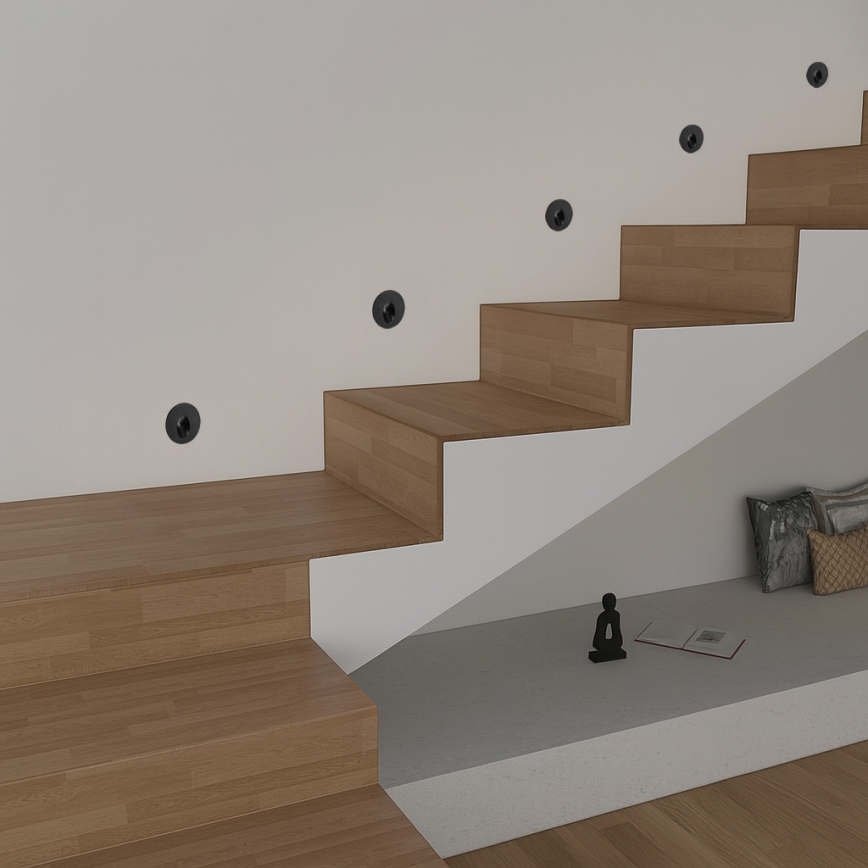 Brilagi - LED vonkajšie zapustené svietidlo STAIRDOT LED/2W/230V čierne IP65 okrúhle