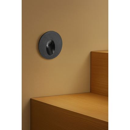 Brilagi - LED vonkajšie zapustené svietidlo STAIRDOT LED/2W/230V čierne IP65 okrúhle