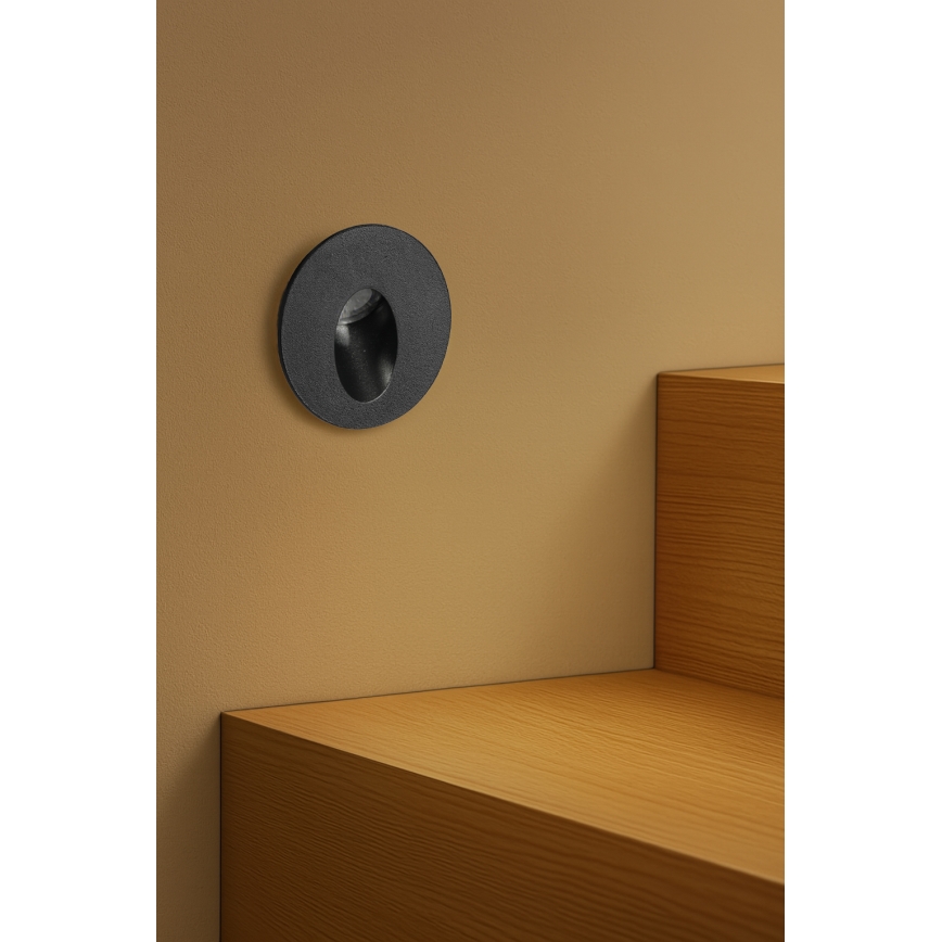 Brilagi - LED vonkajšie zapustené svietidlo STAIRDOT LED/2W/230V čierne IP65 okrúhle