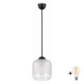 BRILAGI - LED závesné svietidlo na lane RETRO GLASS 1xE27/60W/230V, priemer 14 cm, čierna/biela