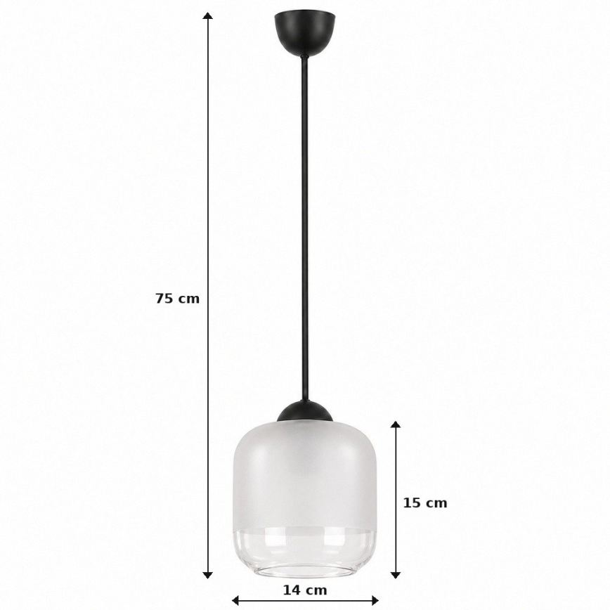BRILAGI - LED závesné svietidlo na lane RETRO GLASS 1xE27/60W/230V, priemer 14 cm, čierna/biela