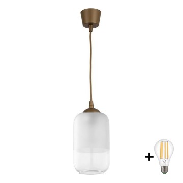 BRILAGI - LED závesné svietidlo na lanku RETRO GLASS 1xE27/60W/230V pr. 14 cm hnedá/biela