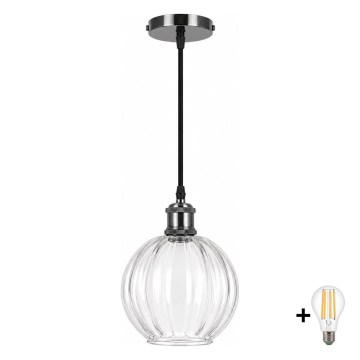 BRILAGI - LED Závesné svietidlo na lanku RETRO GLASS 1xE27/60W/230V pr. 18 cm čierna/číra