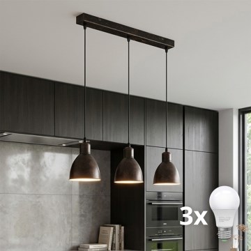BRILAGI - LED závesné svietidlo RIDDY na lanku 3xE27/60W/230V medená/patina