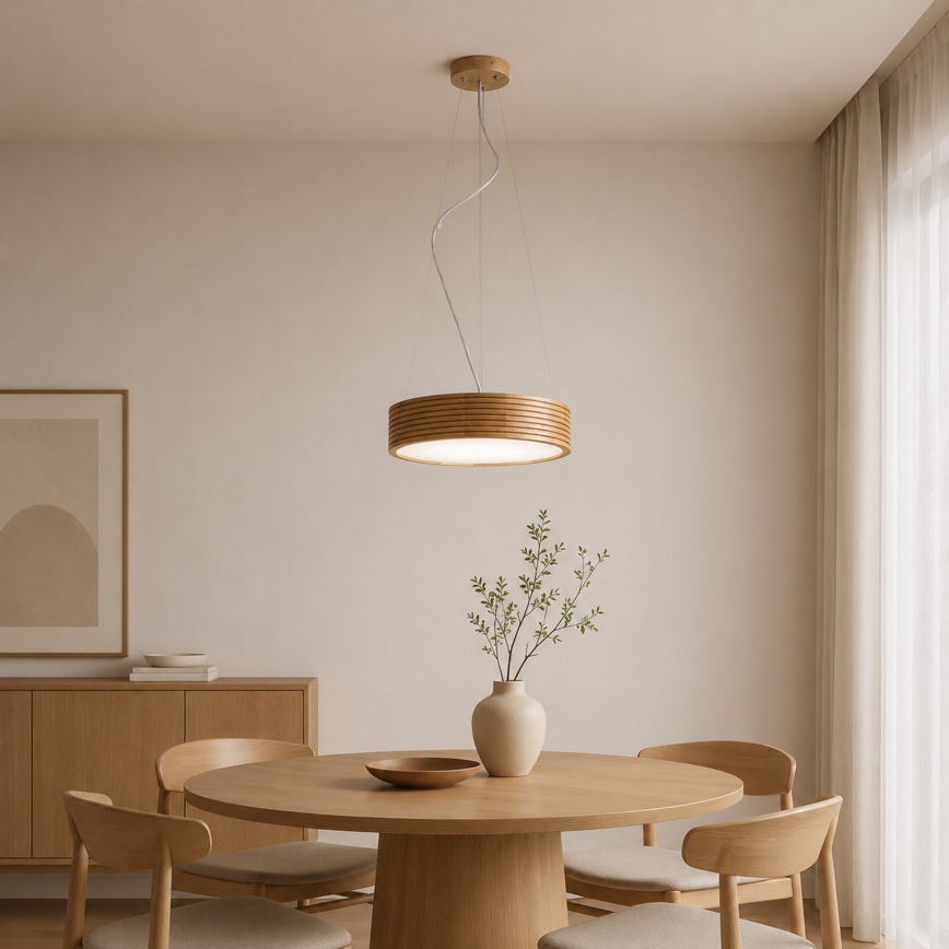 Brilagi - LED závesný luster na lankách CARVALHO MODERN 2xE27/60W/230V dub, priemer 37,5 cm