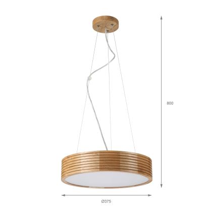 Brilagi - LED závesný luster na lankách CARVALHO MODERN 2xE27/60W/230V dub, priemer 37,5 cm