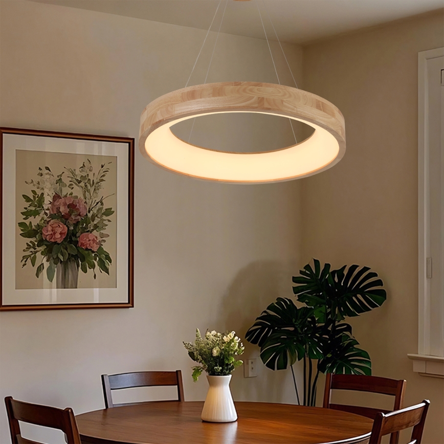 Brilagi - LED závesný luster na lanku FALCON WOOD LED/40W/230V 3000/4000/6000K, priemer 60 cm, drevo