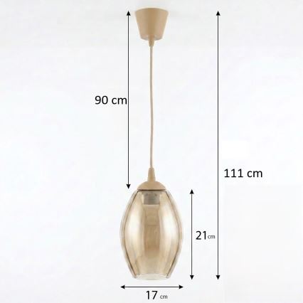 BRILAGI - LED luster na lane RETRO GLASS 1xE27/60W/230V priemer 17 cm béžová/dymová béžová