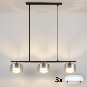 Brilagi - LED Závesný luster na lanku AURA LUX 3xGX53/30W/230V čierna/dymová