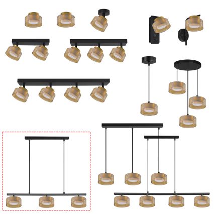 Brilagi - LED Závesný luster na lanku AURA LUX 3xGX53/30W/230V čierna/zlatá