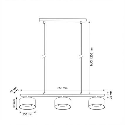 Brilagi - LED Závesný luster na lanku AURA LUX 3xGX53/30W/230V čierna/zlatá