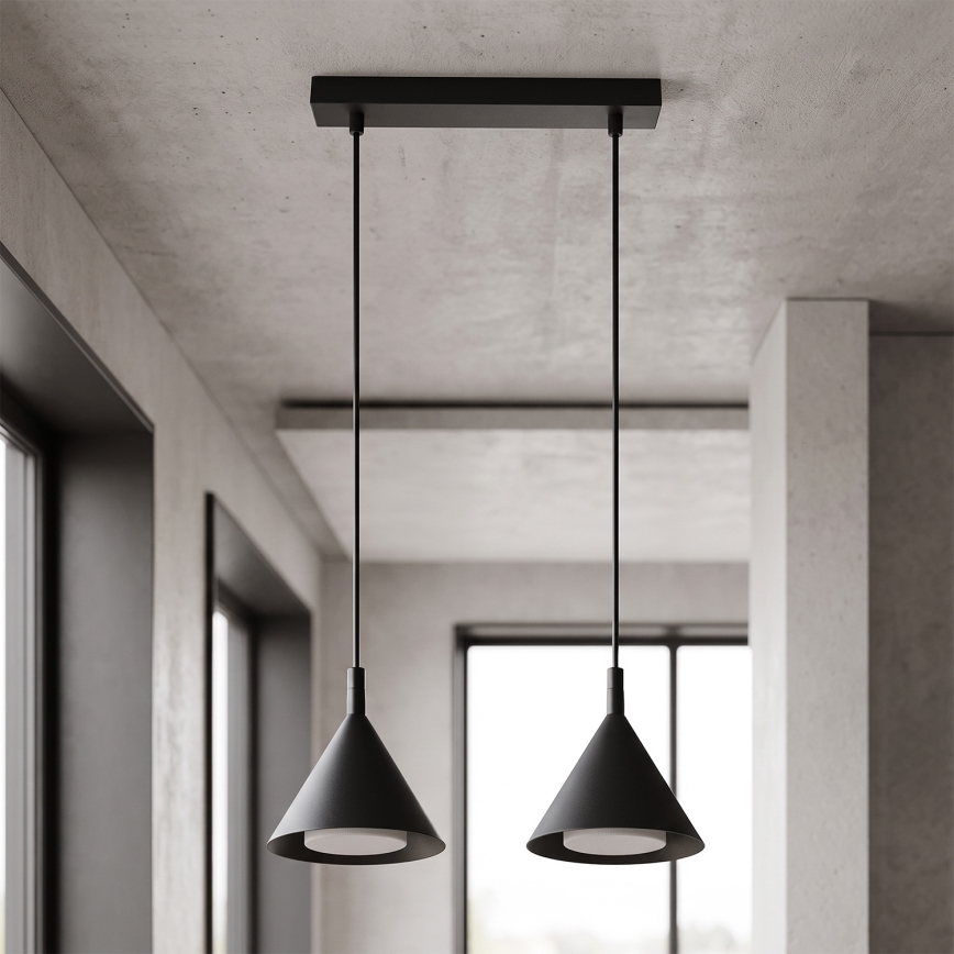 BRILAGI - LED Závesný luster na lanku CONE DOUBLE 2xGX53/15W/230V čierna
