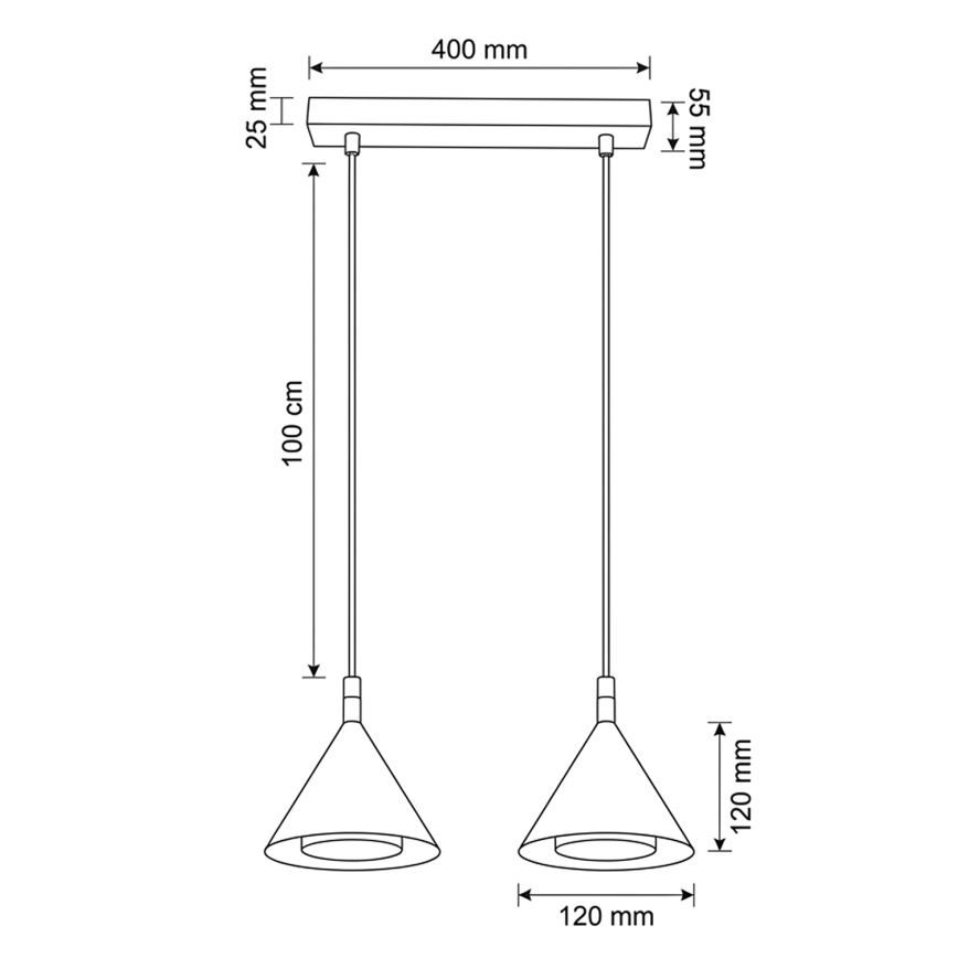 BRILAGI - LED Závesný luster na lanku CONE DOUBLE 2xGX53/15W/230V čierna
