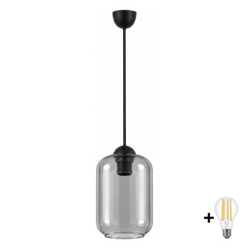 BRILAGI - LED závesný luster na lanku RETRO GLASS 1xE27/60W/230V pr. 14 cm čierna/dymová sivá