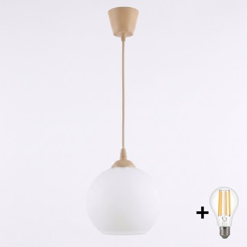 BRILAGI - LED závesný luster na lanku RETRO GLASS 1xE27/60W/230V pr. 15 cm béžová/biela