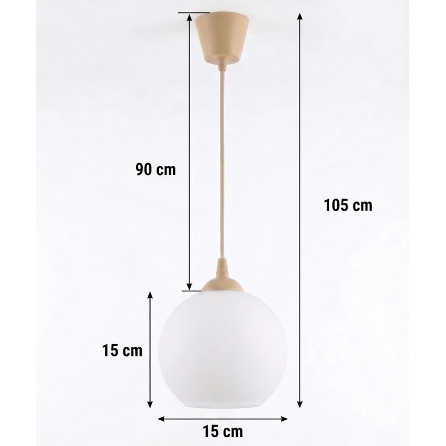 BRILAGI - LED závesný luster na lanku RETRO GLASS 1xE27/60W/230V pr. 15 cm béžová/biela