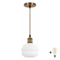 BRILAGI - LED závesný luster na lanku RETRO GLASS 1xE27/60W/230V pr. 20 cm zlatá/biela