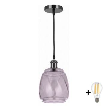 BRILAGI - LED závesný luster na lanku RETRO GLASS 1xE27/60W/230V pr. 26 cm čierna/dymovo sivá