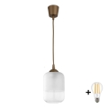 BRILAGI - LED závesný luster RETRO GLASS 1xE27/60W/230V, pr. 14 cm, hnedá/biela
