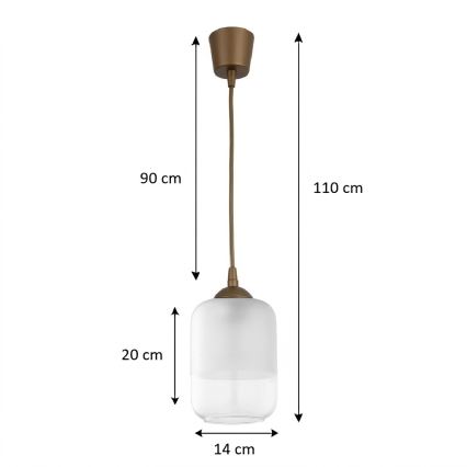 BRILAGI - LED závesný luster RETRO GLASS 1xE27/60W/230V, pr. 14 cm, hnedá/biela