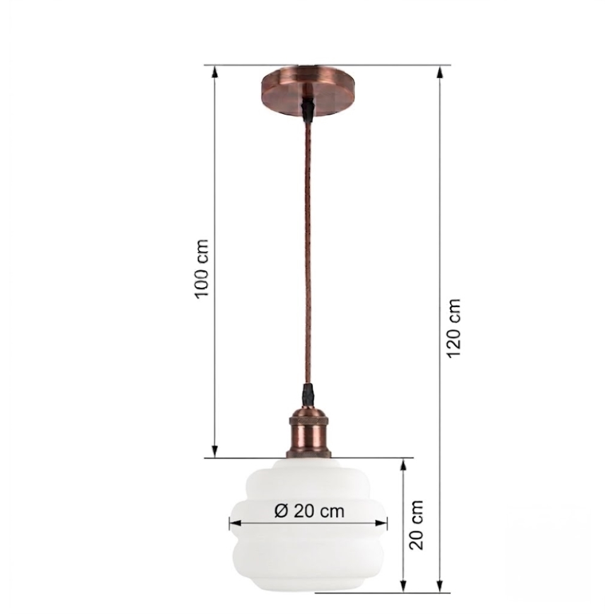 BRILAGI - LED závesný luster RETRO GLASS 1xE27/60W/230V Ø 20 cm medený/biely