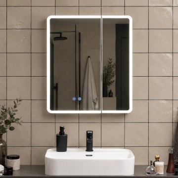 BRILAGI - LED zrkadlová kúpeľňová skrinka s podsvietením NOTO DOUBLE 60x65 cm