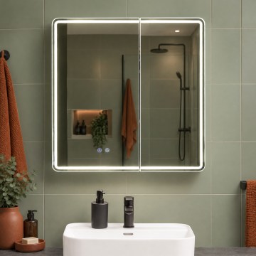 BRILAGI - LED zrkadlová kúpeľňová skrinka s podsvietením NOTO DOUBLE 77x70 cm