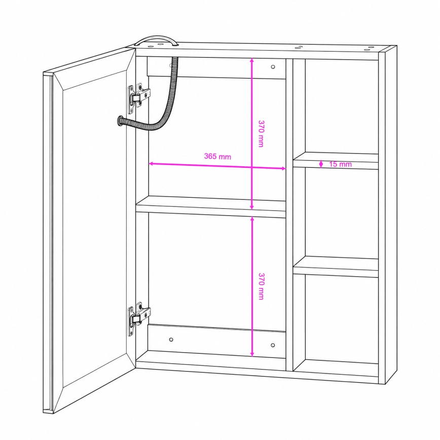 BRILAGI - LED zrkadlová kúpeľňová skrinka s podsvietením TRABIA SINGLE 60x70 cm
