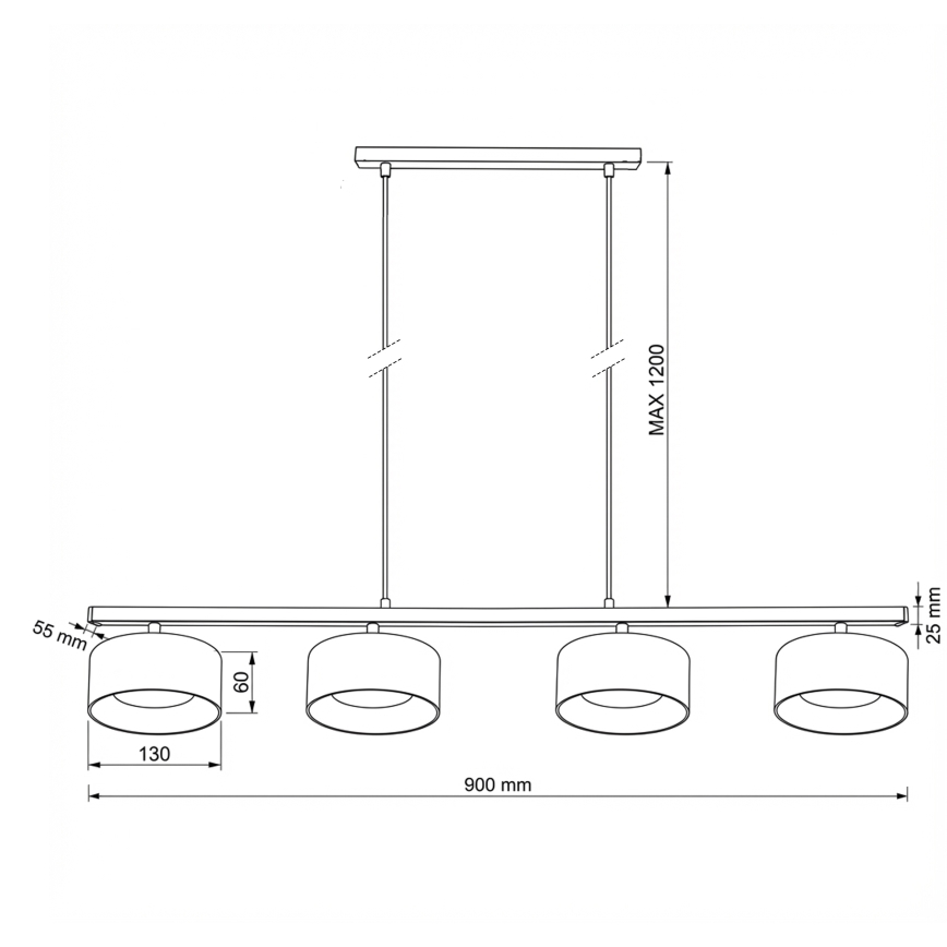 Brilagi - Luster na lane AURA LUX 4xGX53/30W/230V čierna/dymová