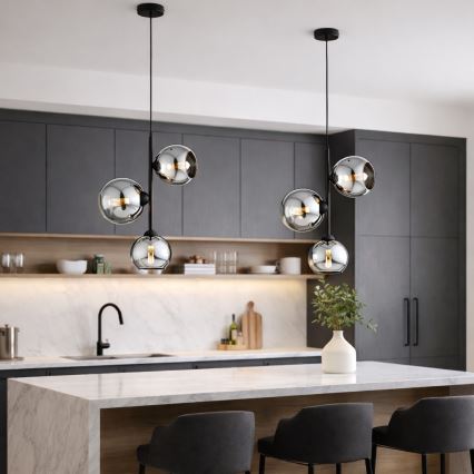 Brilagi - Luster na lane DIOR 3xE27/60W/230V čierna/dymovo sivá