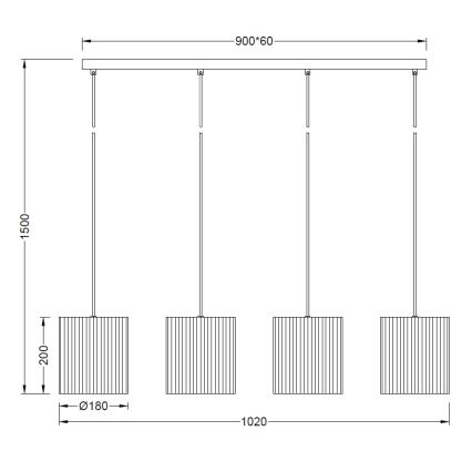 Brilagi - Luster na lane NORDIC WAVE 4xE27/15W/230V ľan/čierna