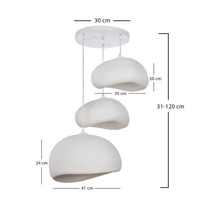 Brilagi - Luster na lane WABI SABI 3xE27/40W/230V priemer 76 cm biela