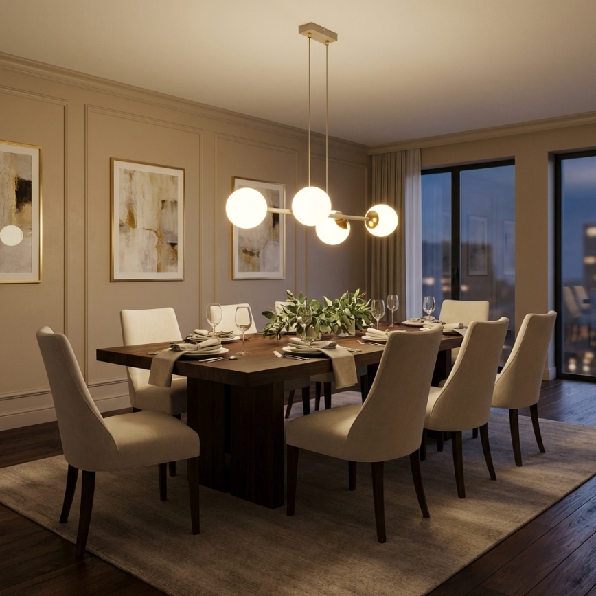 Brilagi - Luster na lankách 4xE27/60W/230V béžová/zlatá