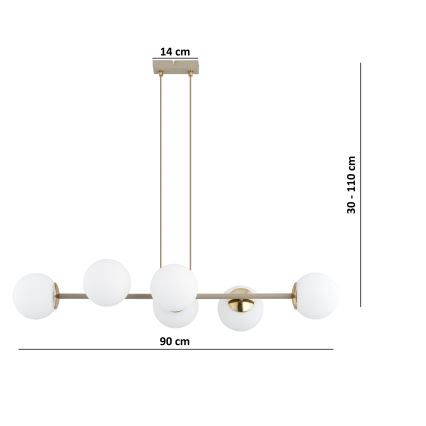 Brilagi - Luster na lankách MILO ECRU 6xE27/60W/230V béžová/zlatá