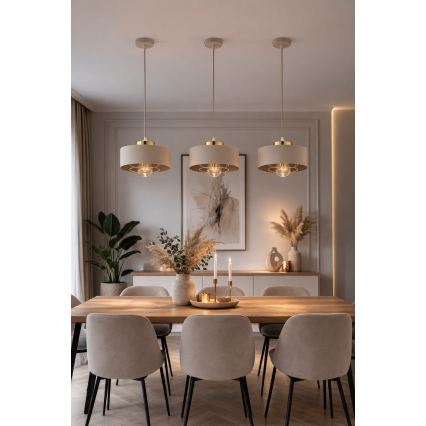 Brilagi - Luster na lanku 1xE27/60W/230V pr. 20 cm béžová/zlatá