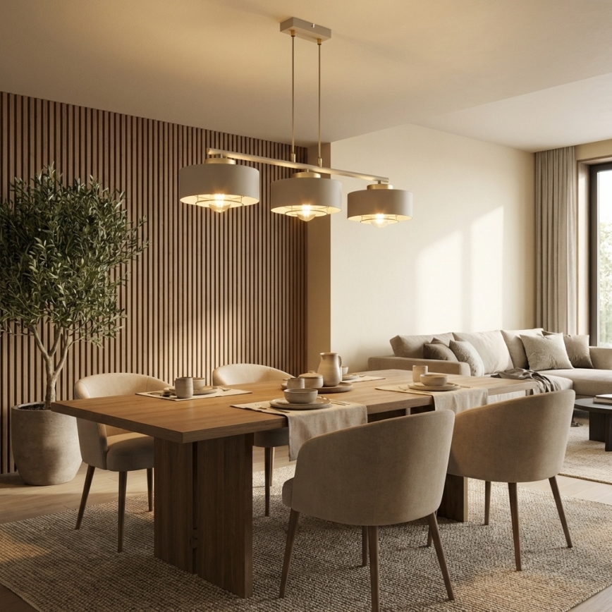 Brilagi - Luster na lanku 3xE27/60W/230V béžová/zlatá