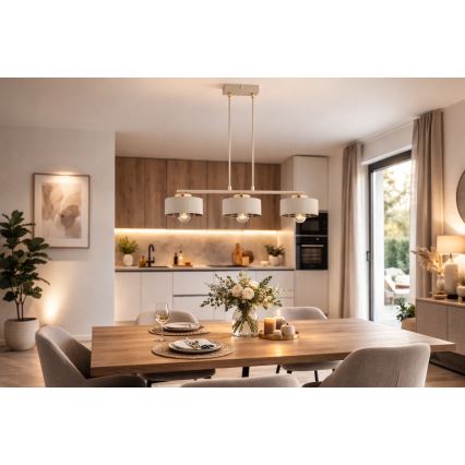 Brilagi - Luster na lanku 3xE27/60W/230V béžová/zlatá